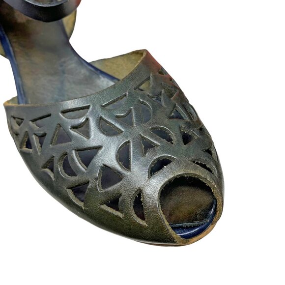 SUMMIT Italian Cutout Leather Peep Toe Mary Janes - Picture 8 of 11